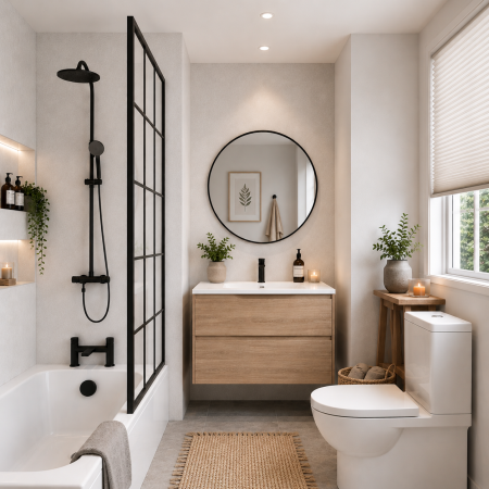 White Concrete Matt 1 Metre Shower Panel